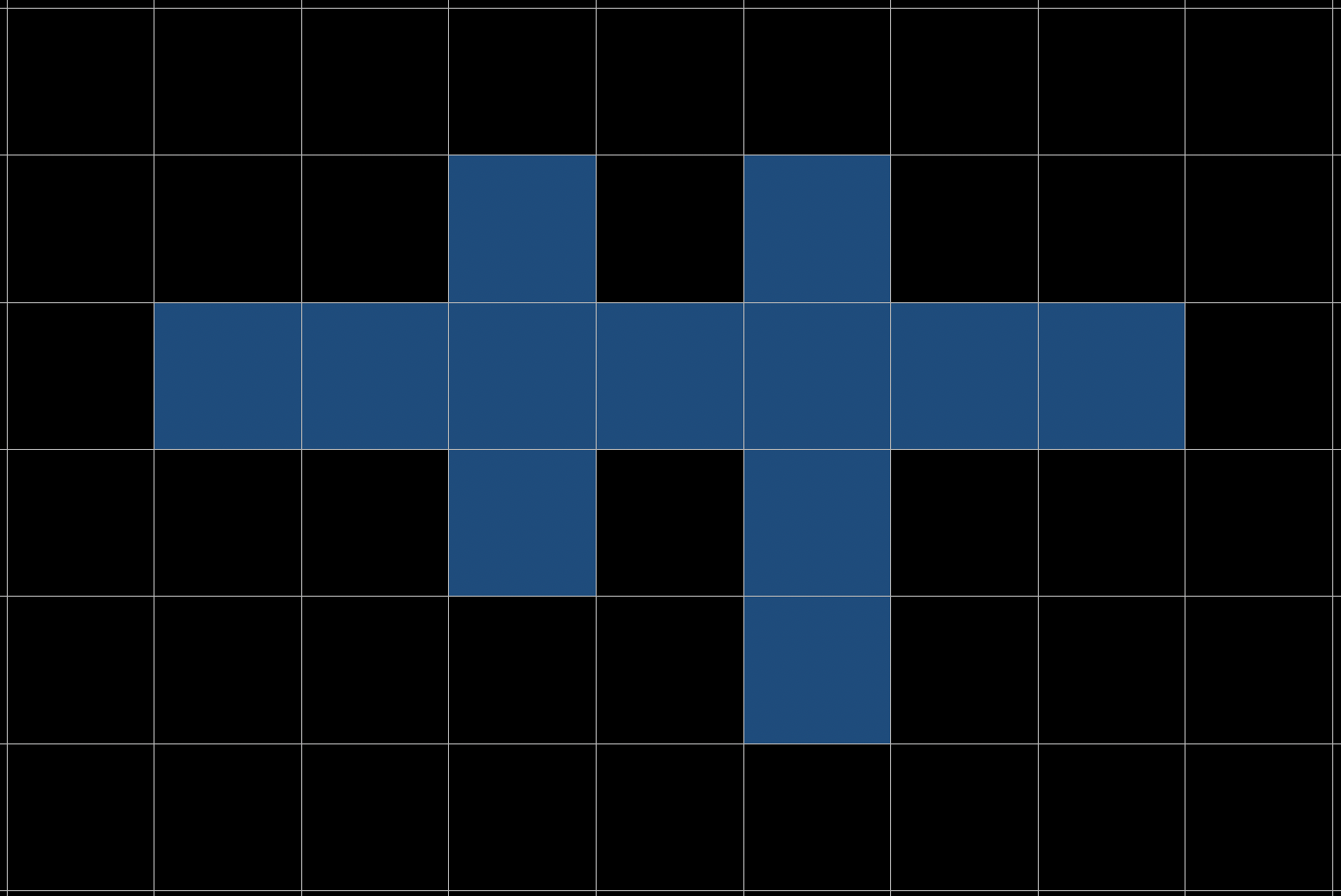The most efficient Q-less grid, made up of a 7-letter word, 4-letter word, and 3-letter word